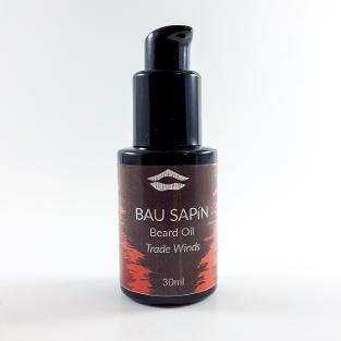 Bottle of Trade Winds beard oil in front of white background